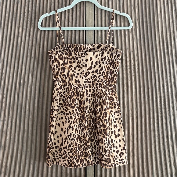 Reformation Leopard Print Cotton Mini Dress size 0 - Picture 7 of 9